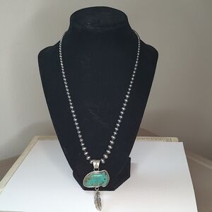 Silver and Turquoise Pendant Necklace
